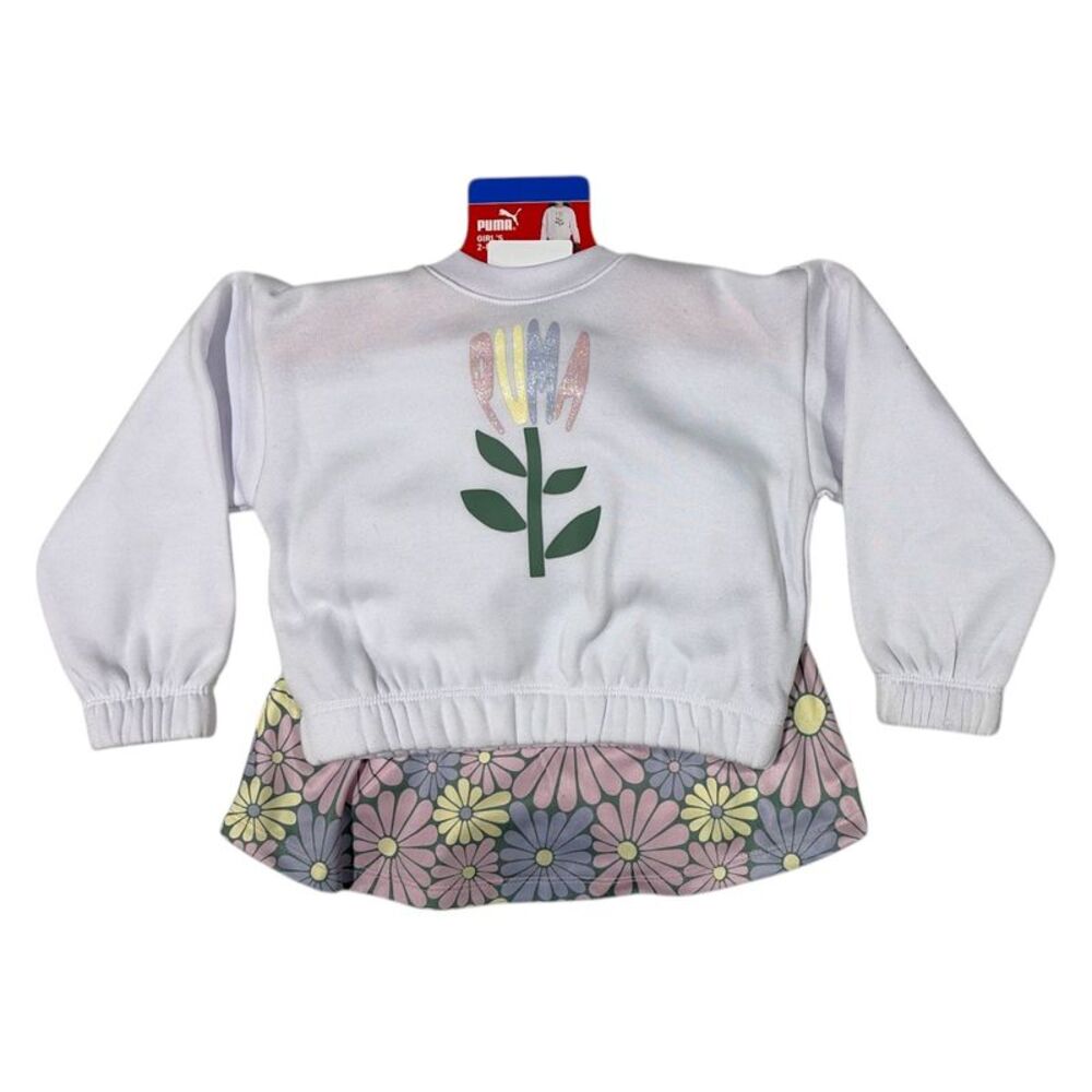 Puma Toddler Girls 2pc Regular Fit Active Sweatshirt & Skort - White